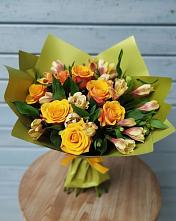 Букет цветов из:  Альстромерии и Розы в Белые Берега