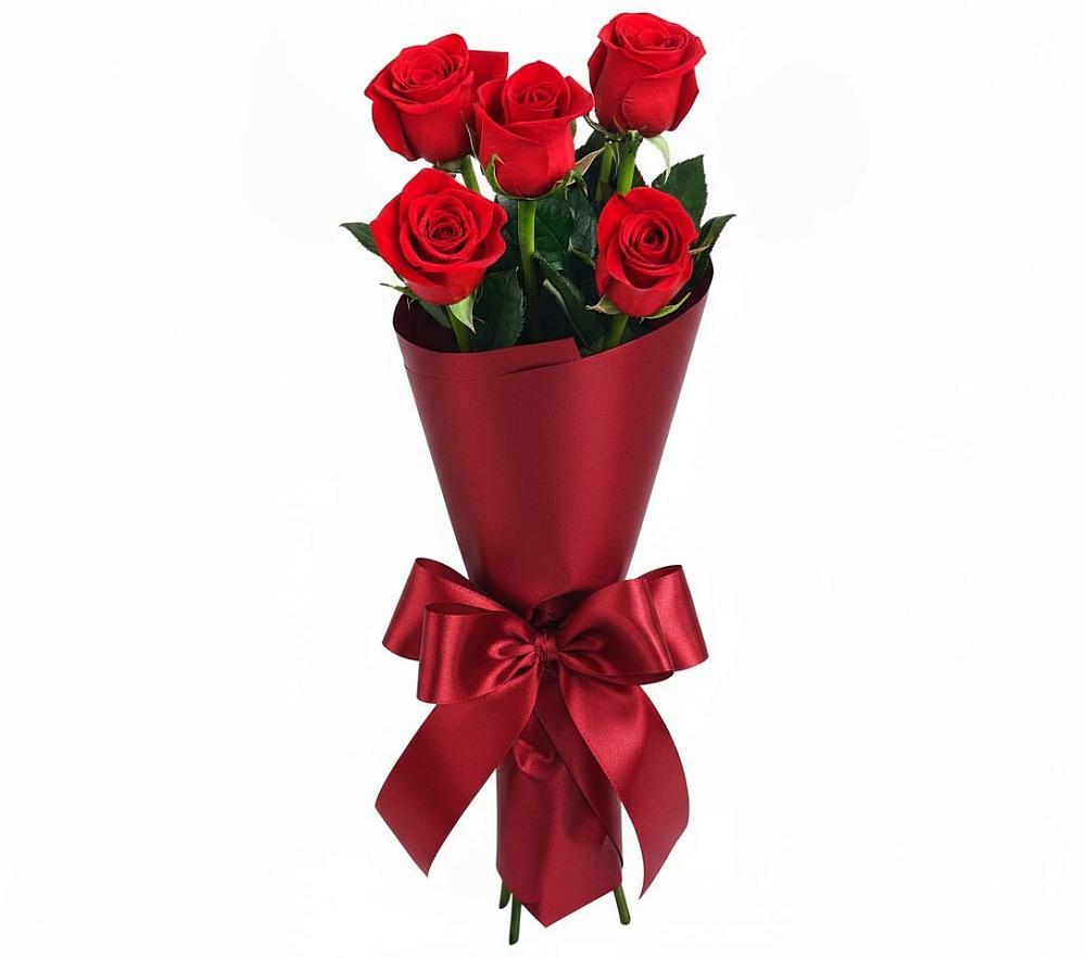 Букет 5 Красных роз Эдлесс Лав в Белые Берега