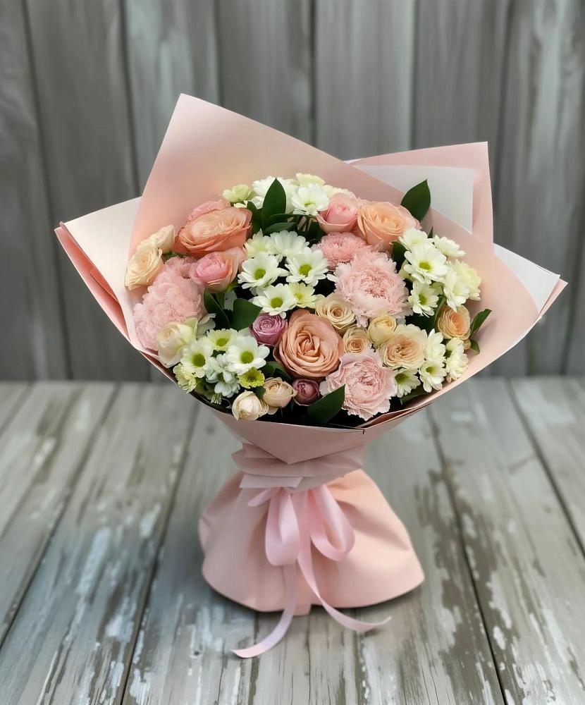 Букет цветов из: Гвоздики, Розы и Хризантемы в Белые Берега