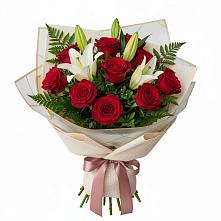 Букет цветов из:  Лилии и Розы в Белые Берега