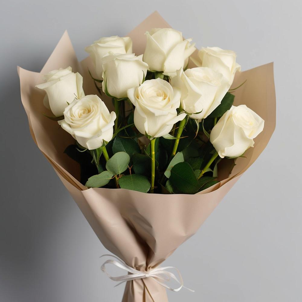 Букет 9 Белых роз Эдлесс Лав в Белые Берега