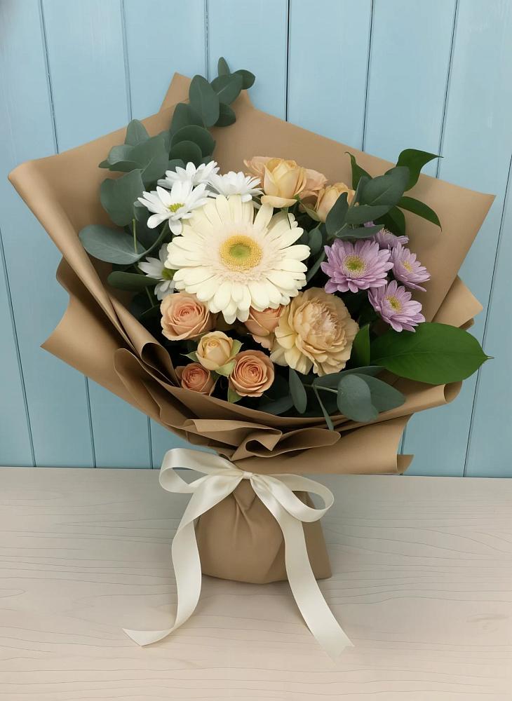 Букет цветов из: Герберы и Хризантемы в Белые Берега