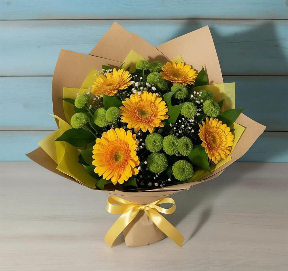 Букет цветов из: Герберы и Хризантемы в Белые Берега