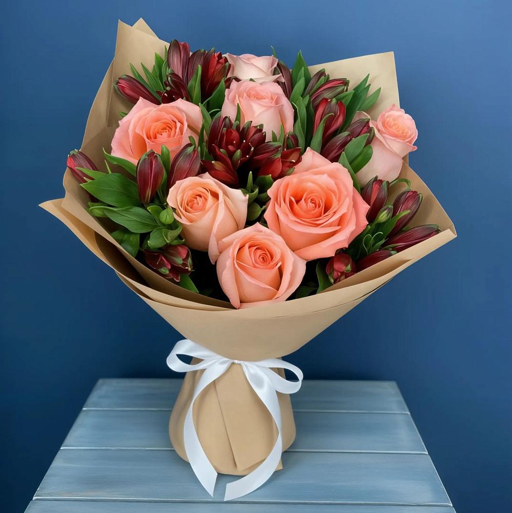 Букет цветов из: Розы и Альстромерии в Белые Берега