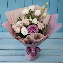 Букет цветов из:  Розы и Лизиантусы #REPLACE_PRED# Белые Берега