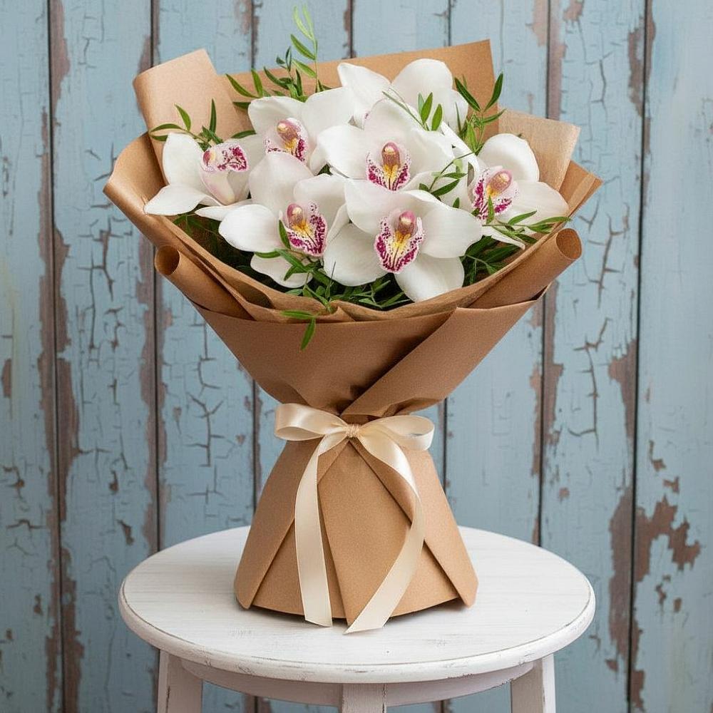 Букет цветов из: Орхидеи и Розы в Белые Берега
