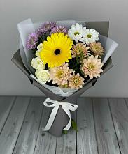 Букет цветов из:  Розы, Герберы и Хризантемы в Белые Берега