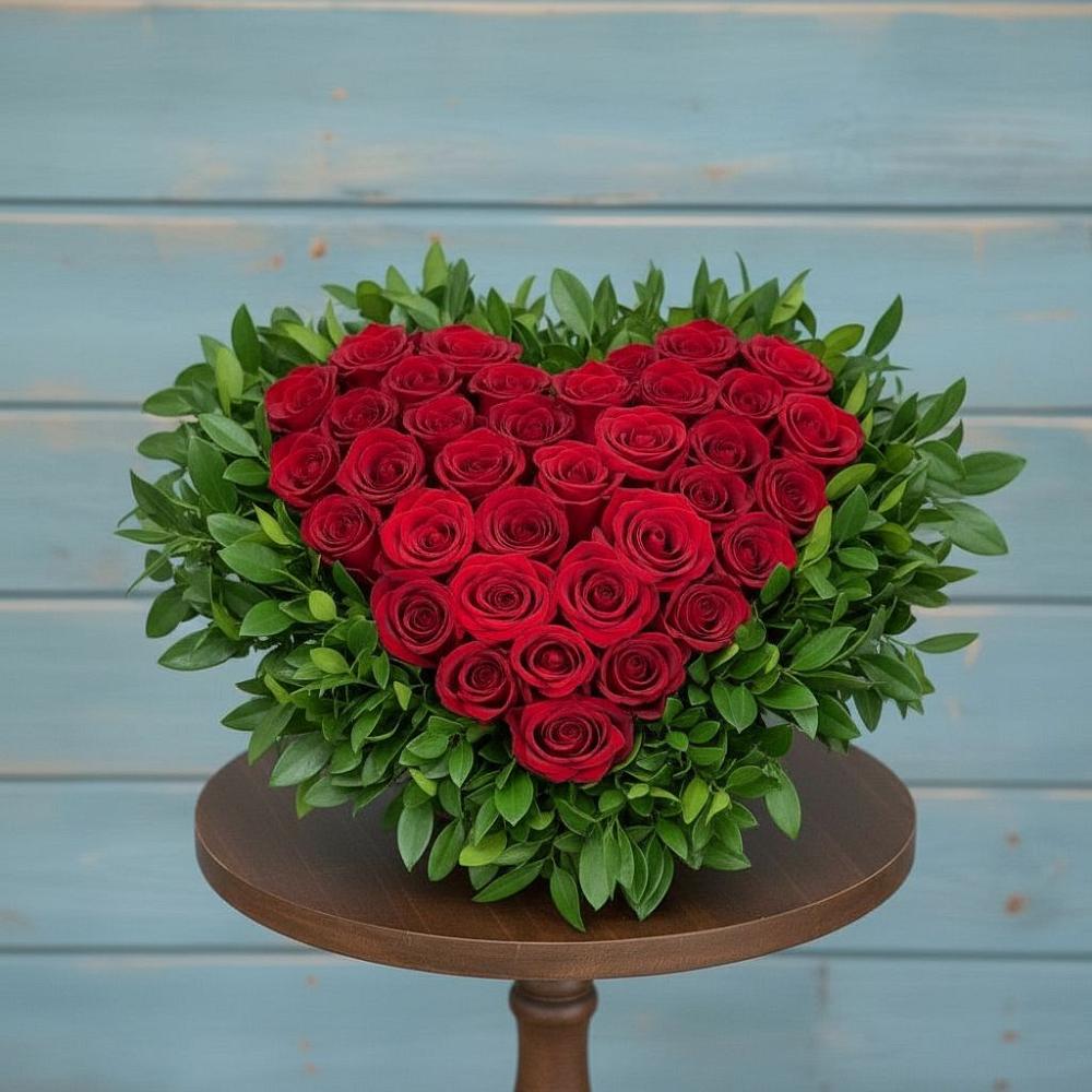 Цветочная композиция из Розы в виде сердца в Белые Берега