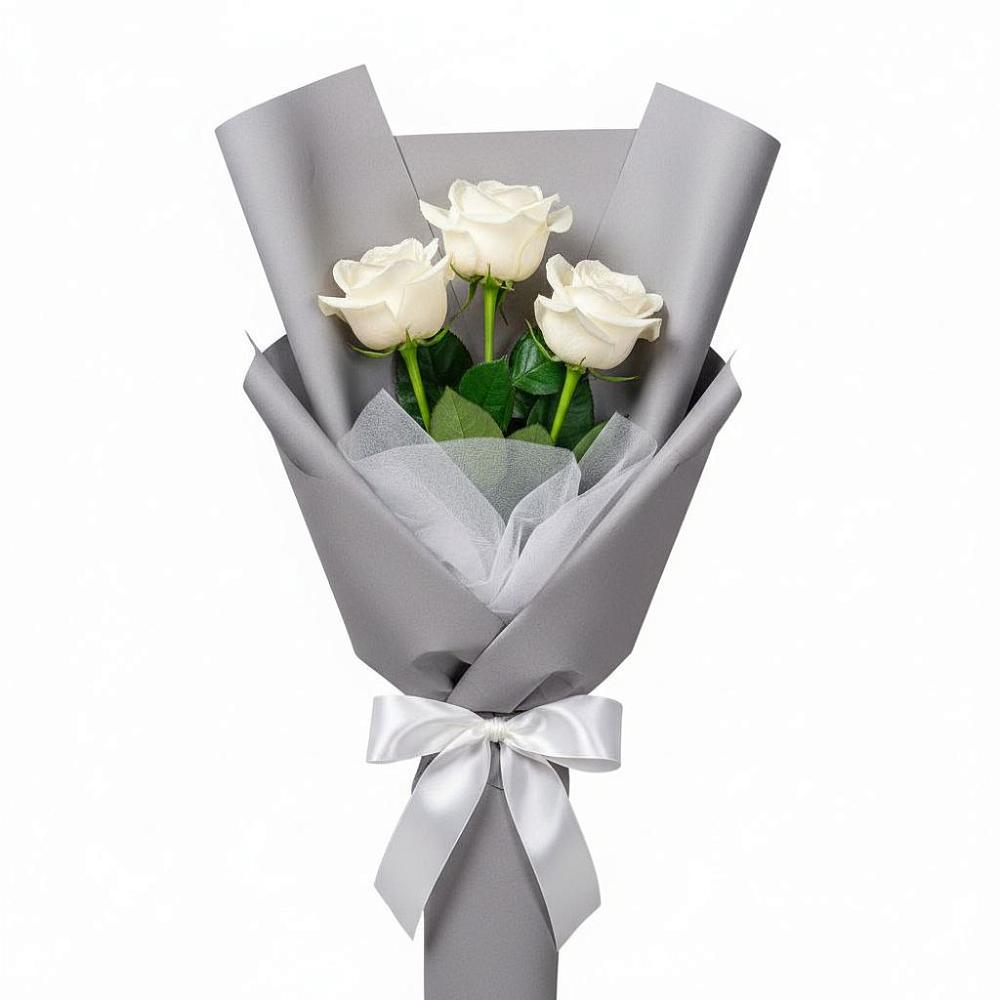 Букет 3 белые розы в Белые Берега