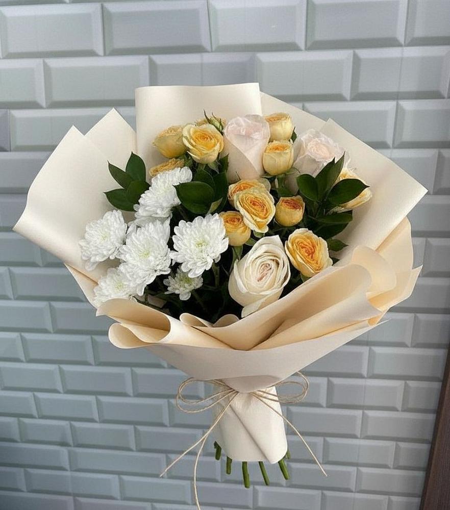 Букет цветов из: Розы и Хризантемы в Белые Берега