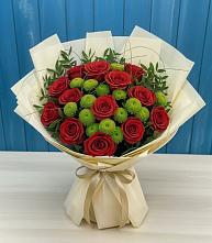 Букет цветов из:  Розы и Хризантемы #REPLACE_PRED# Белые Берега