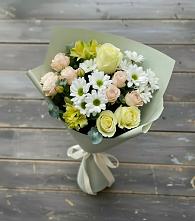 Букет цветов из:  Альстромерии, Розы и Хризантемы в Белые Берега