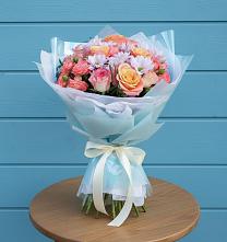 Букет цветов из:  Хризантемы и Розы в Белые Берега
