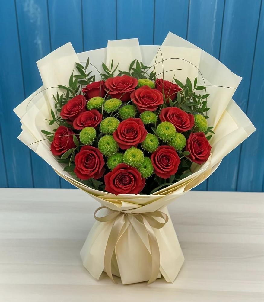 Букет цветов из: Розы и Хризантемы в Белые Берега