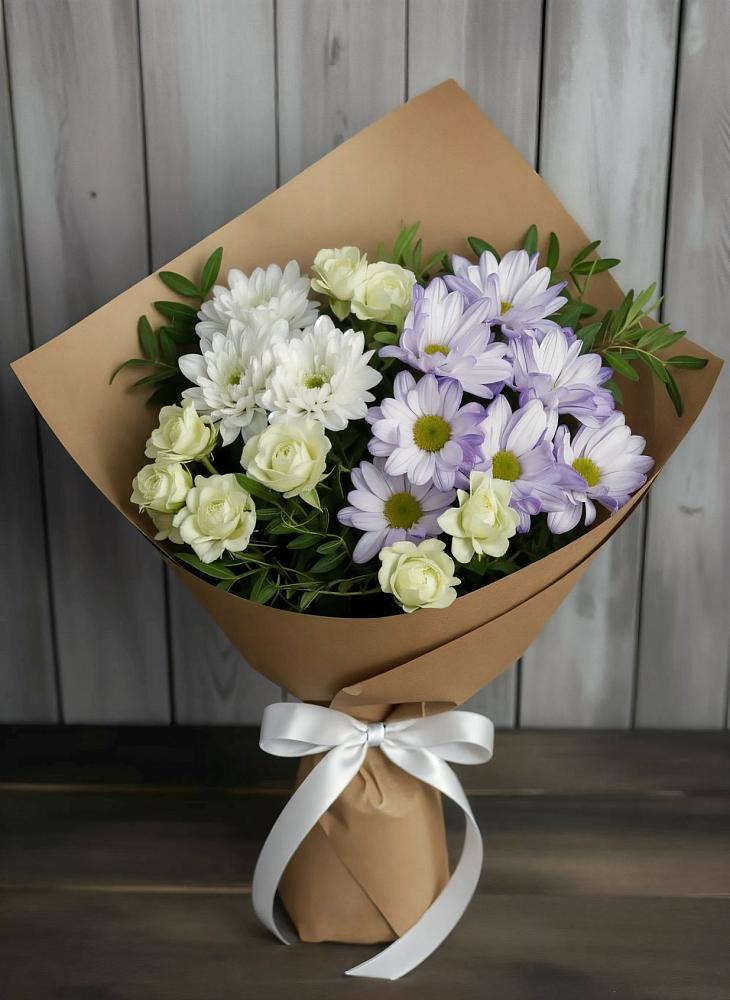 Букет цветов из: Хризантемы и Розы в Белые Берега